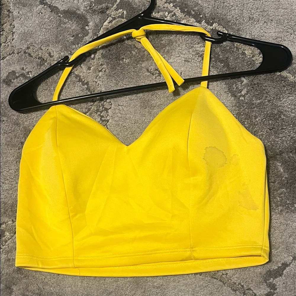 Yellow Halter Crop Top